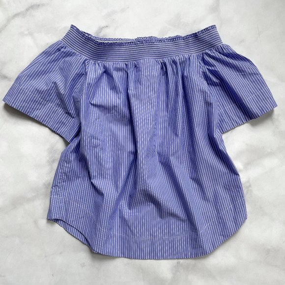 J. Crew Cotton Off-the-shoulder Top in Stripe Size 6 - Picture 2 of 7